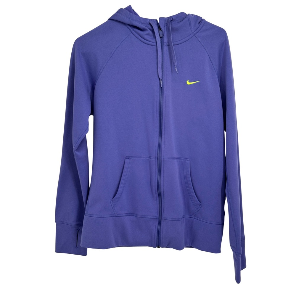Nike Therma-FIT Hoodie Womens Medium Purple Full Zip Fleece Sweatshirt Active